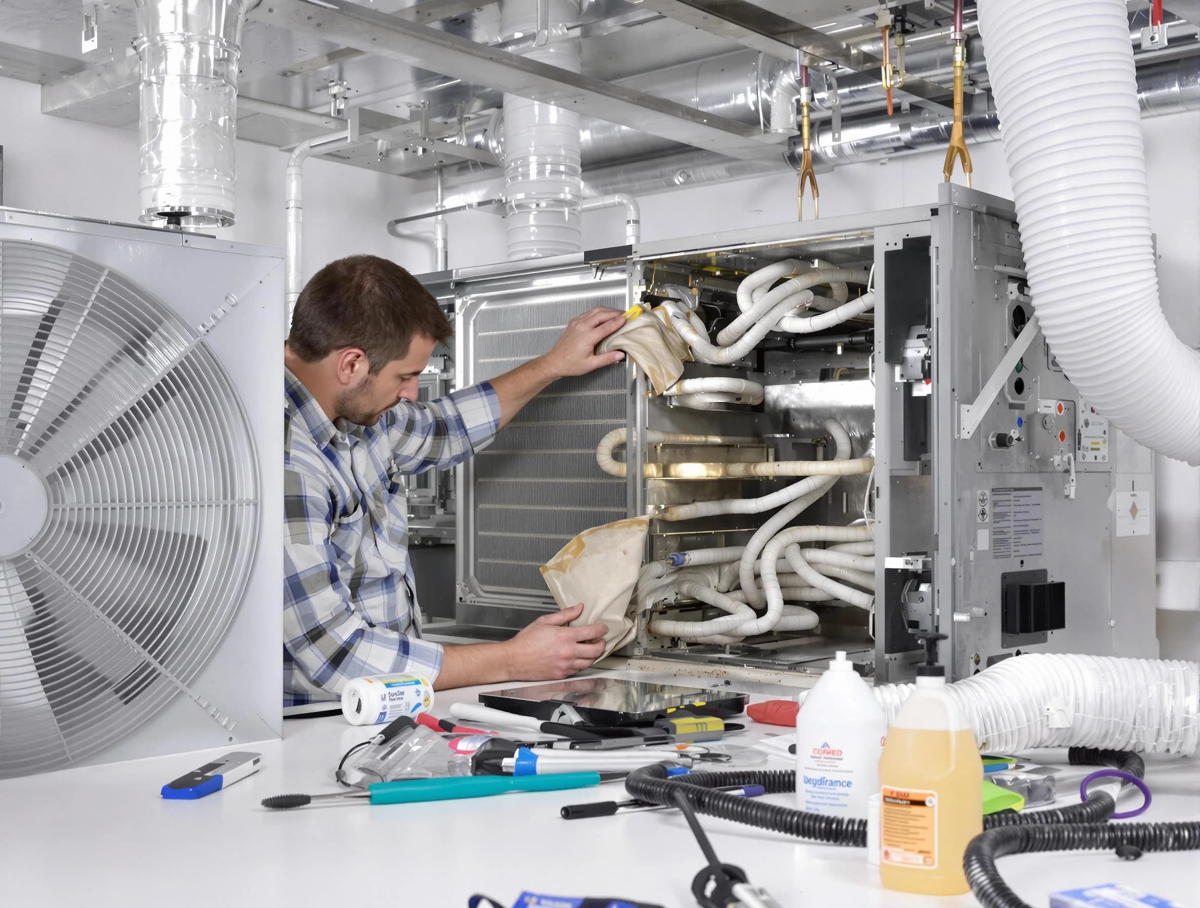 South Park Air Duct Cleaning specialist performing precision AC coil cleaning in South Park