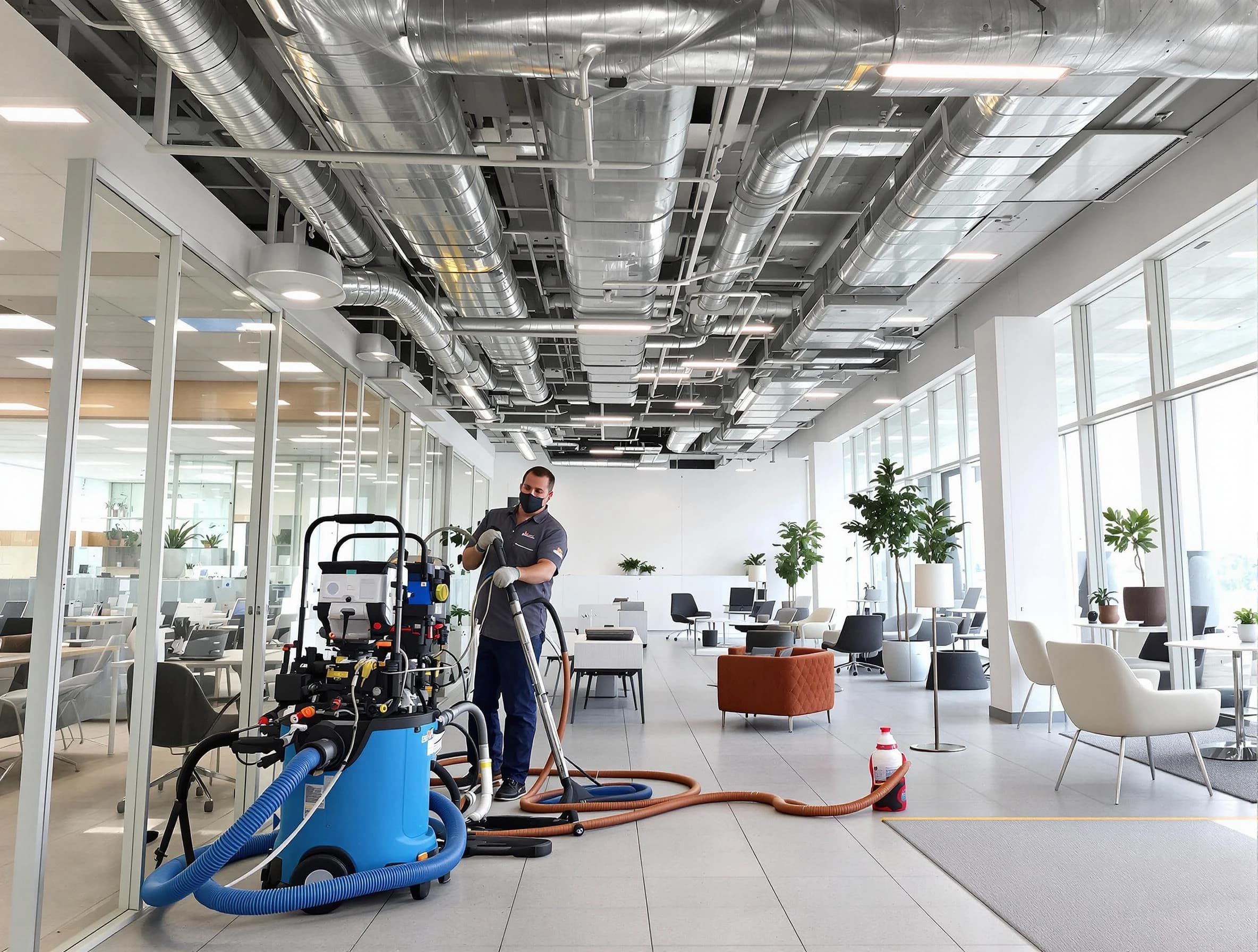 South Park Air Duct Cleaning team conducting comprehensive commercial duct cleaning at a business location in South Park