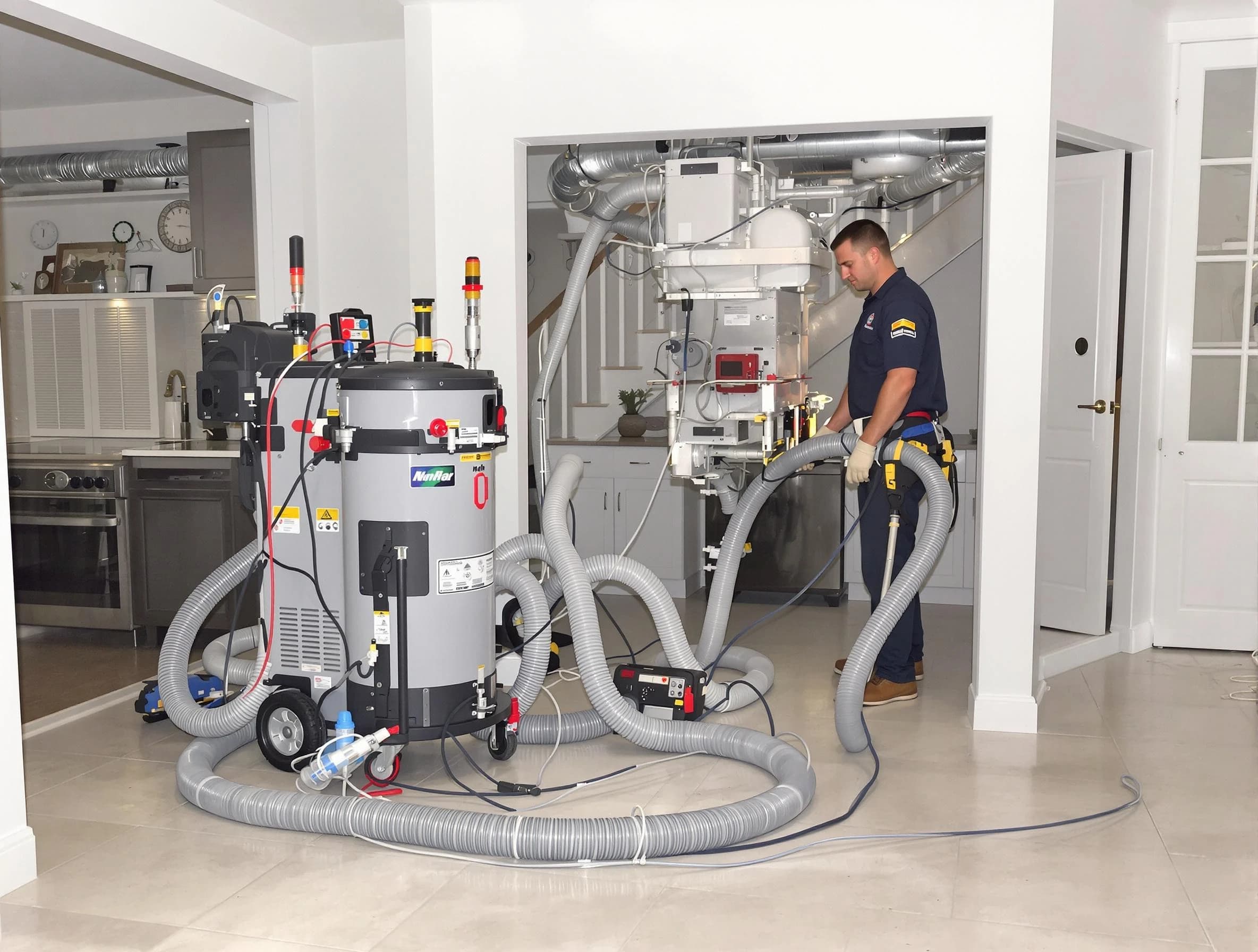 South Park Air Duct Cleaning technician operating negative pressure cleaning equipment for thorough duct maintenance in South Park